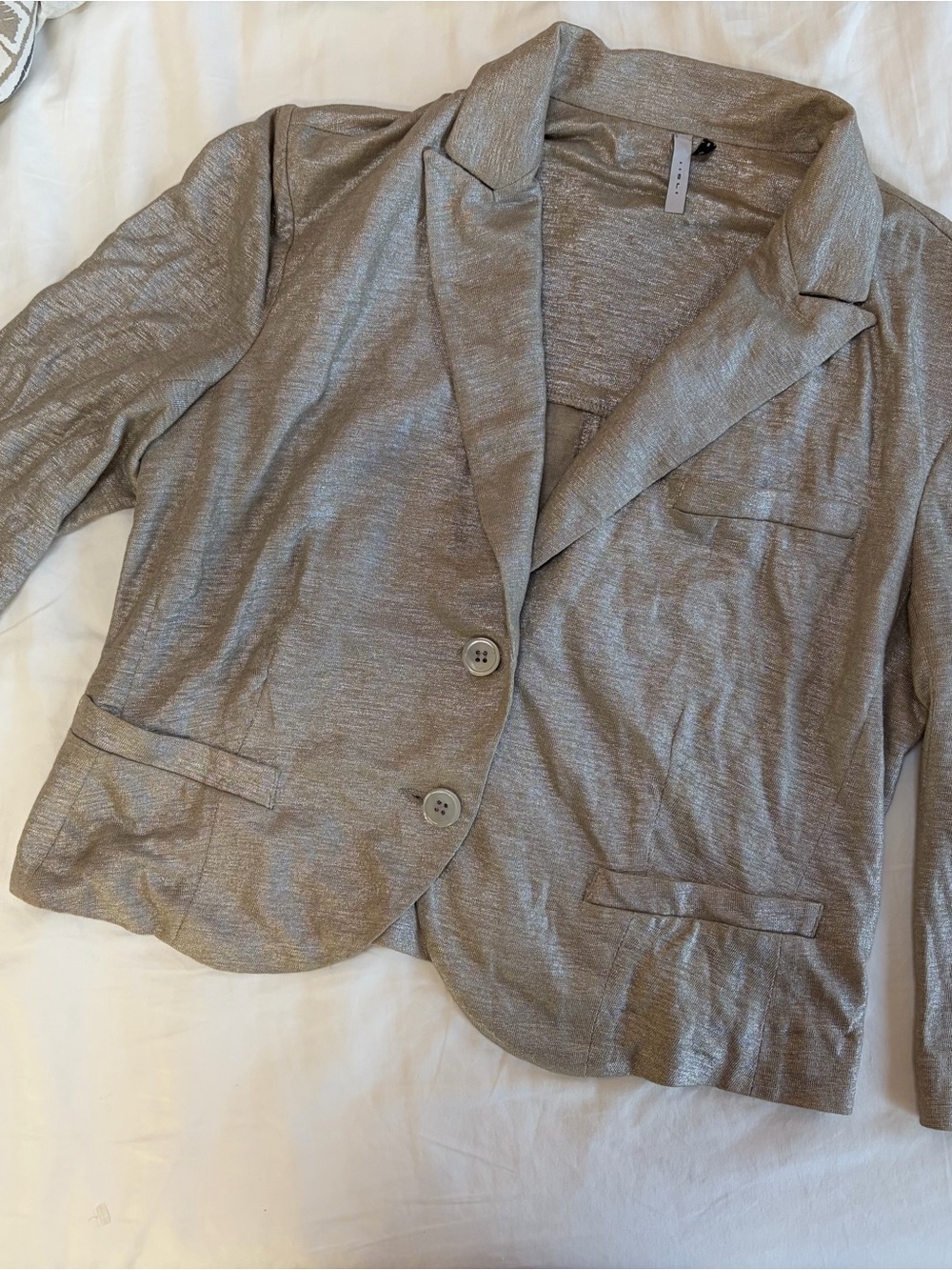 Iisli Linen Silver Beige Blazer Jacket 3/4 Sleeve